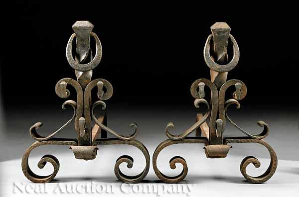 Appraisal: A Pair of Wrought Iron Chenets probably early th c