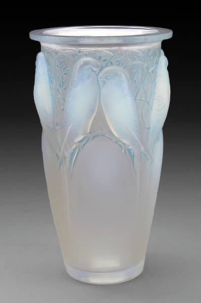 Appraisal: A Ren Lalique molded opalescent glass vase Ceylan Marcilhac model