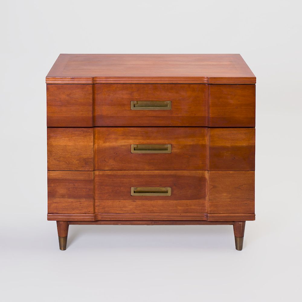 Appraisal: Widdicomb Brass-Mounted Teak Chest of Drawers Mark to interior of