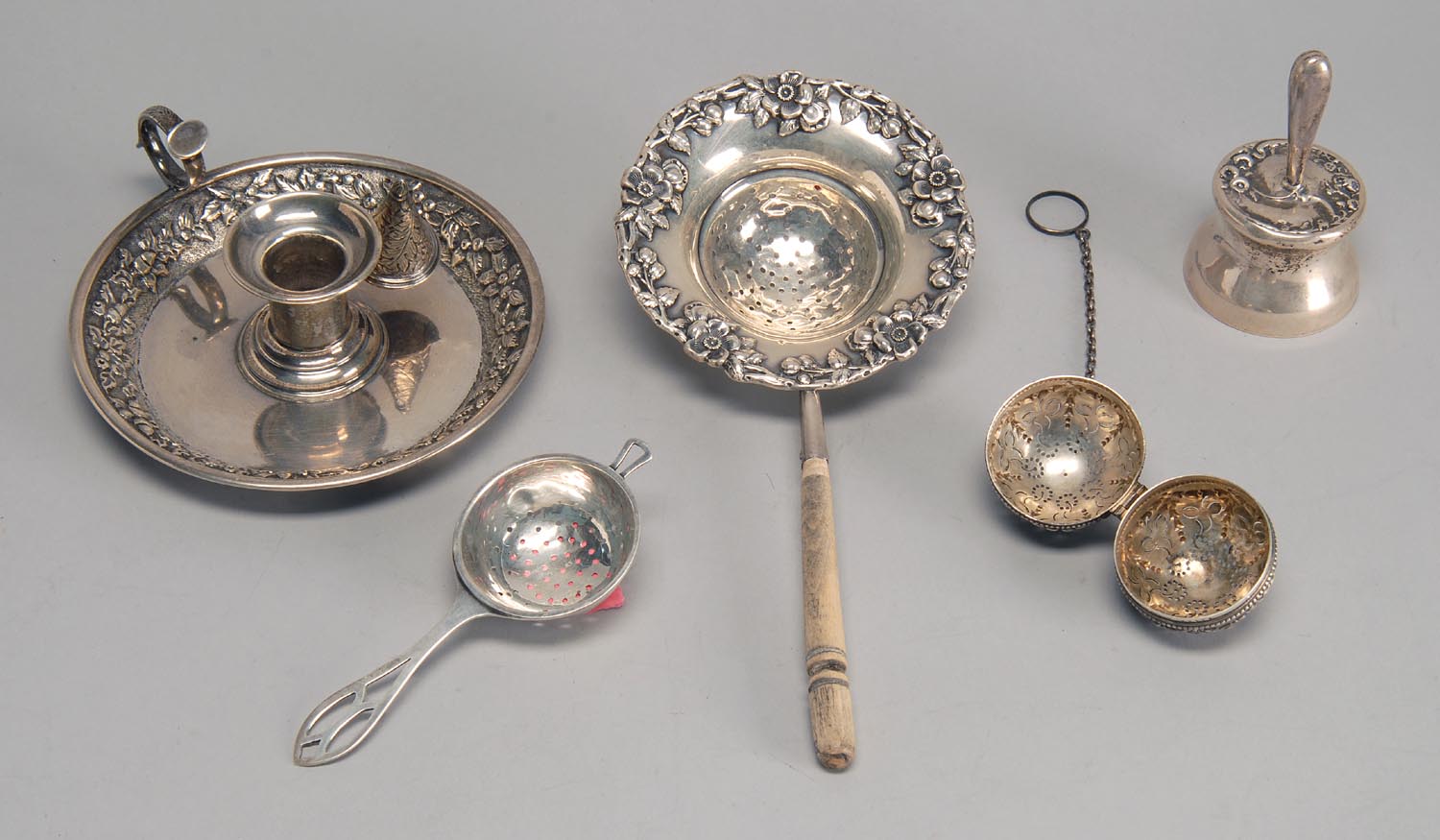 Appraisal: FIVE STERLING SILVER HOLLOWWARE PIECES By various makers Includes a