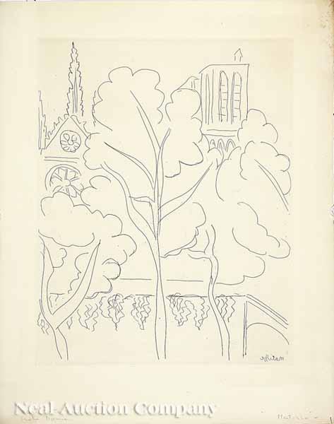 Appraisal: Henri Matisse French - La Cit -Notre Dame etching signed