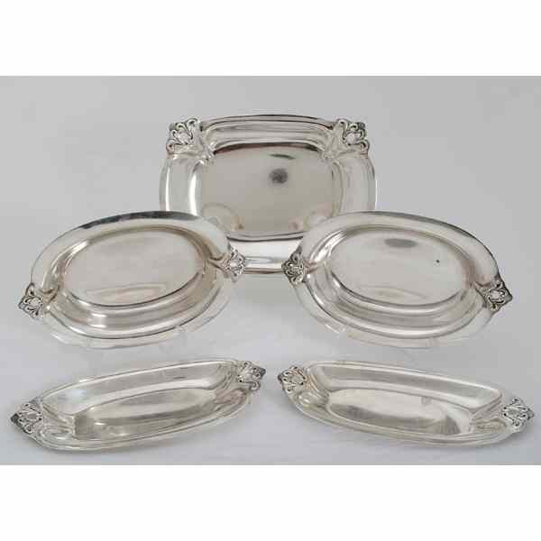 Appraisal: Royal Danish Sterling Trays American th century Five sterling silver