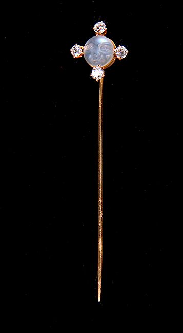 Appraisal: MOONSTONE STICK PIN K UNMARKED BUT TESTED GOLD CARVED MOONSTONE