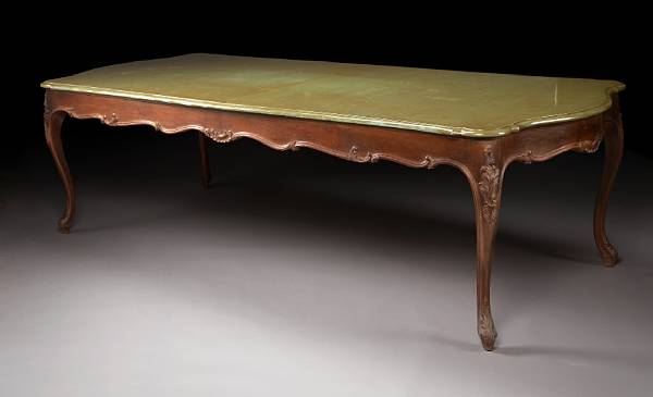 Appraisal: A Louis XV style carved and painted walnut extension dining