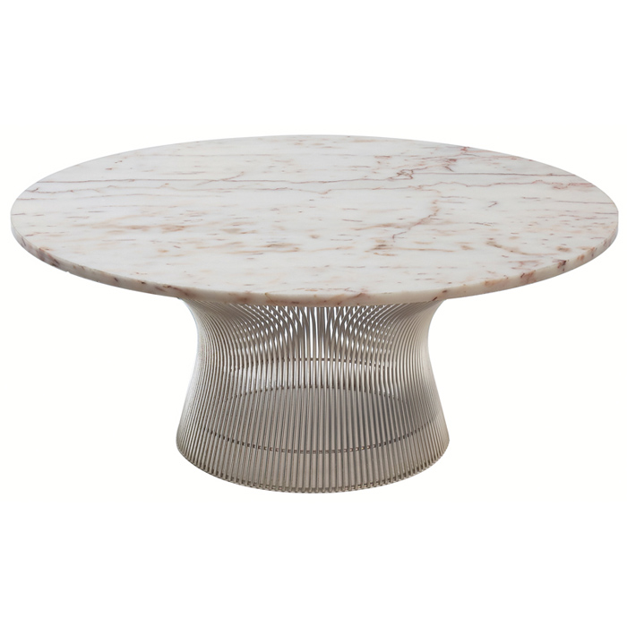 Appraisal: Warren Platner coffee table by Knoll round Italian marble top