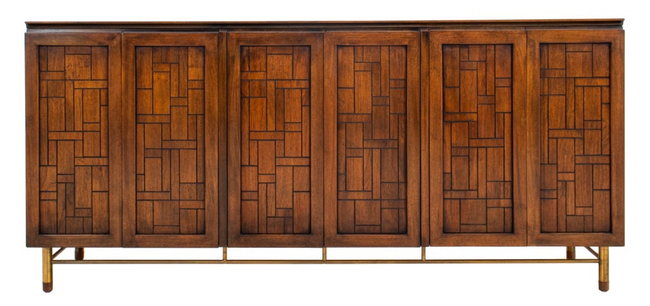 Appraisal: BERT ENGLAND FOR JOHNSON FURNITURE WALNUT CREDENZA Mid-Century Modern Bert