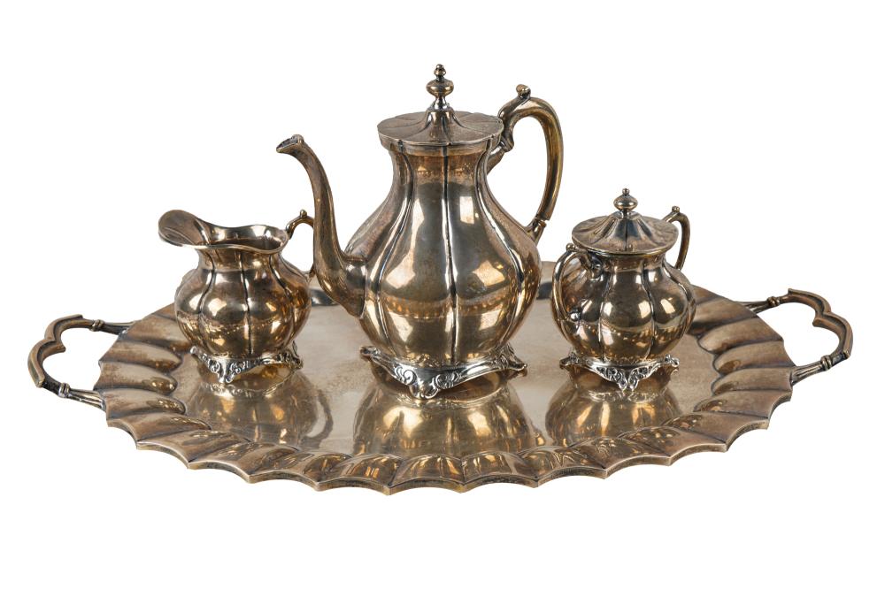 Appraisal: MEXICAN FOUR-PIECE STERLING TEA SERVICEan assembled set comprising a tray