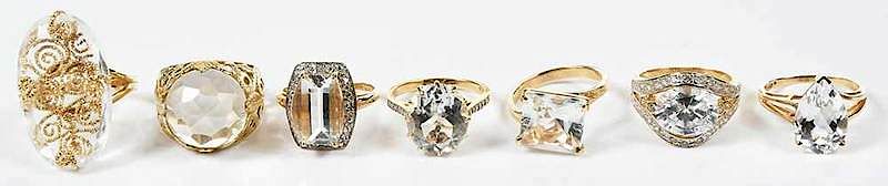 Appraisal: Seven kt Rings assorted fancy cut clear stones one cubic