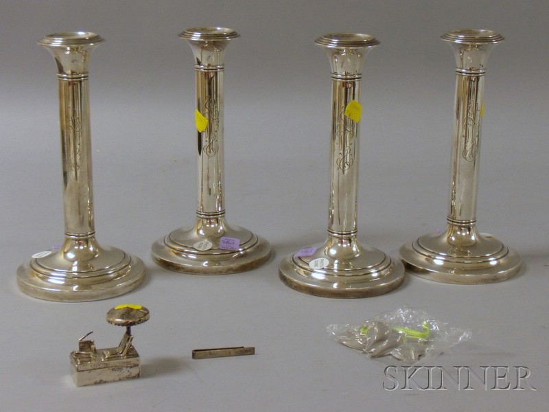 Appraisal: Set of Four R Wallace Sons Sterling Silver Weighted Candlesticks