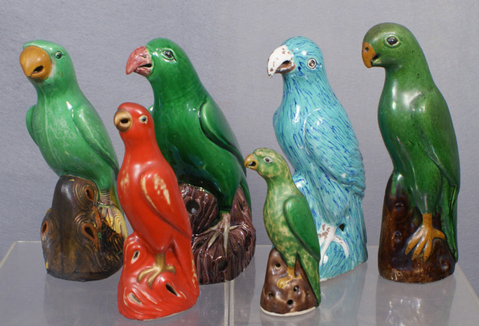 Appraisal: Chinese export porcelain lot of parrots largest - h w