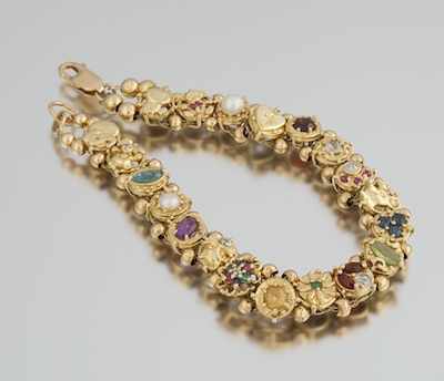 Appraisal: A Victorian Style Slide Bracelet k yellow gold bracelet set