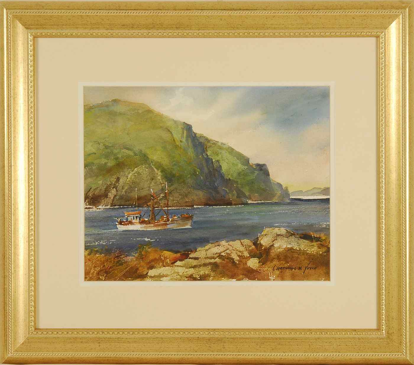 Appraisal: MARSHALL WOODSIDE JOYCEAmerican - Fishing boat headed out Signed lower