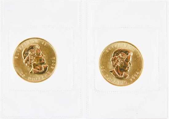 Appraisal: Canadian Gold Maple Leaf coins obverse with portrait of Queen