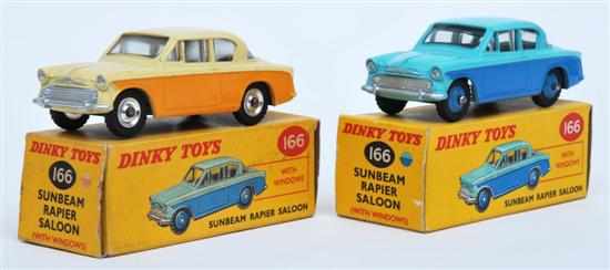 Appraisal: Two Dinky Sunbeam Rapier Saloons one with dark yellow lower