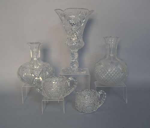 Appraisal: Five pcs of cut glass tallest