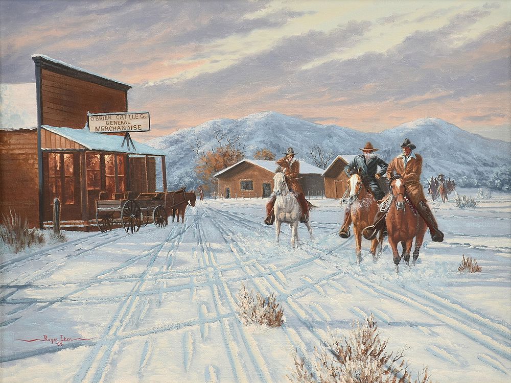 Appraisal: ROGER IKER American Texas - A PAINTING Headin' to Town