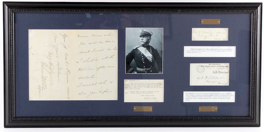 Appraisal: US Civil War General's Signatures Framed RARE Offered for bidding