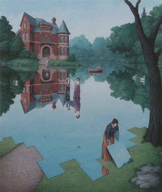 Appraisal: ROB GONSALVES Canadian b MIRROR LANDSCAPE signed lower right and