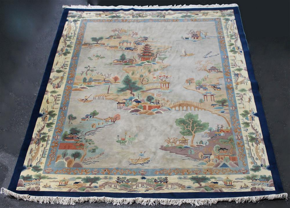 Appraisal: ANTIQUE CHINESE FETTE WOOL RUG CIRCA having a compact soft