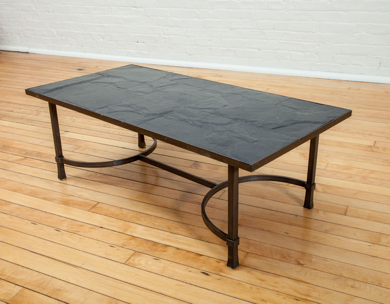 Appraisal: WROUGHT IRON SLATE-TOP LOW TABLE x x in The Collection