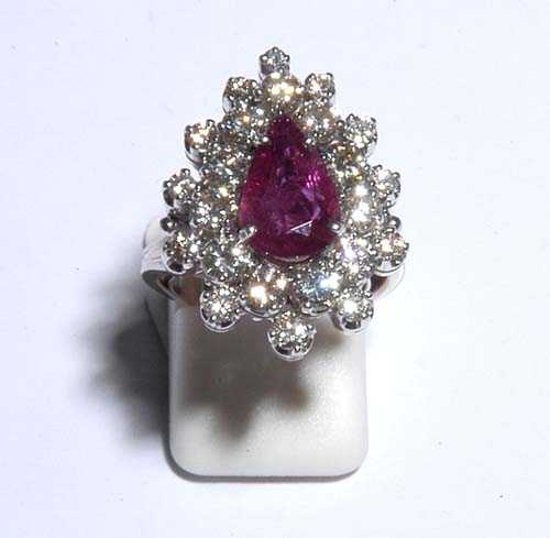 Appraisal: RUBY AND DIAMOND RING ca White gold Classic ring the