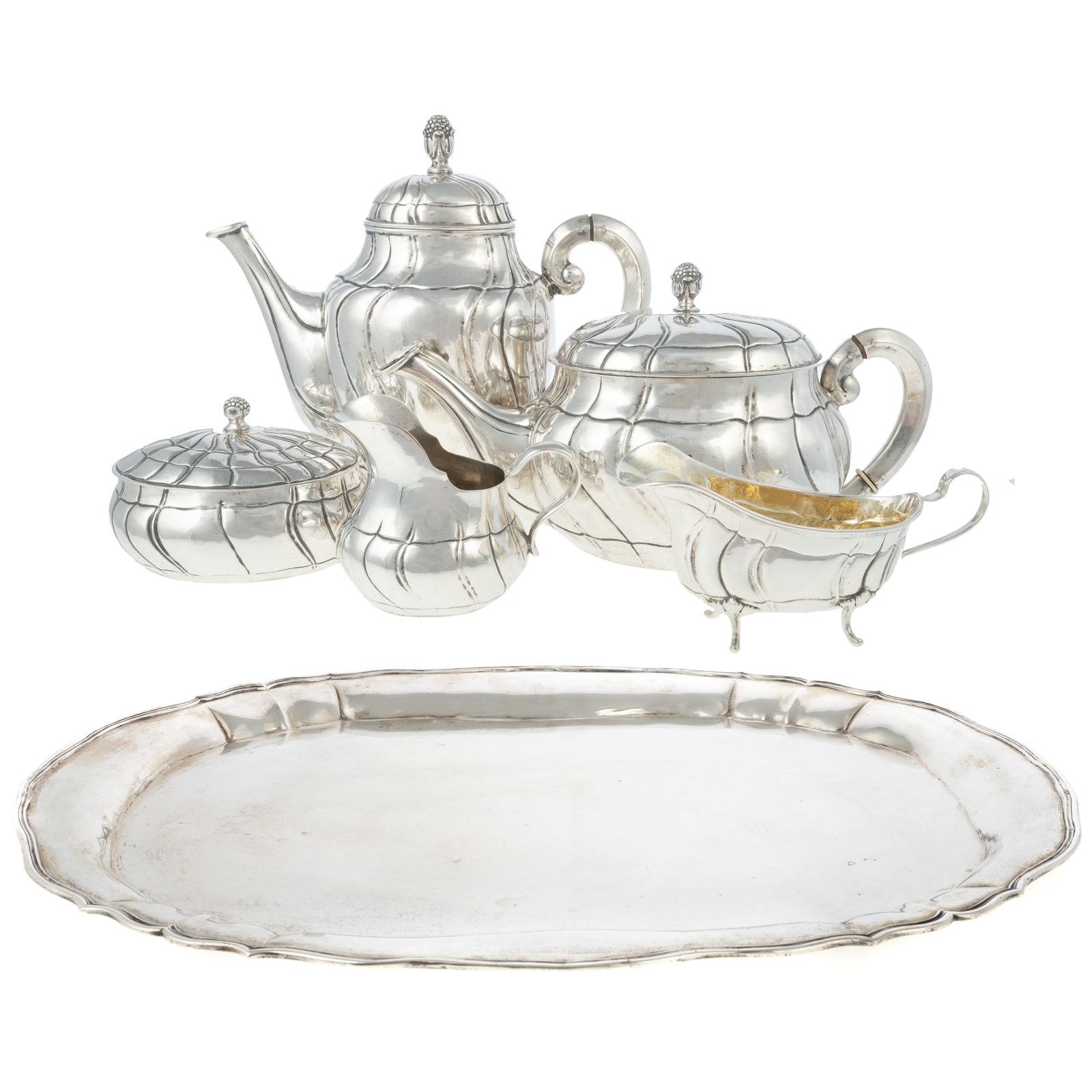 Appraisal: SIX-PIECE GERMAN SILVER TEA COFFEE SERVICE Late th-early th century