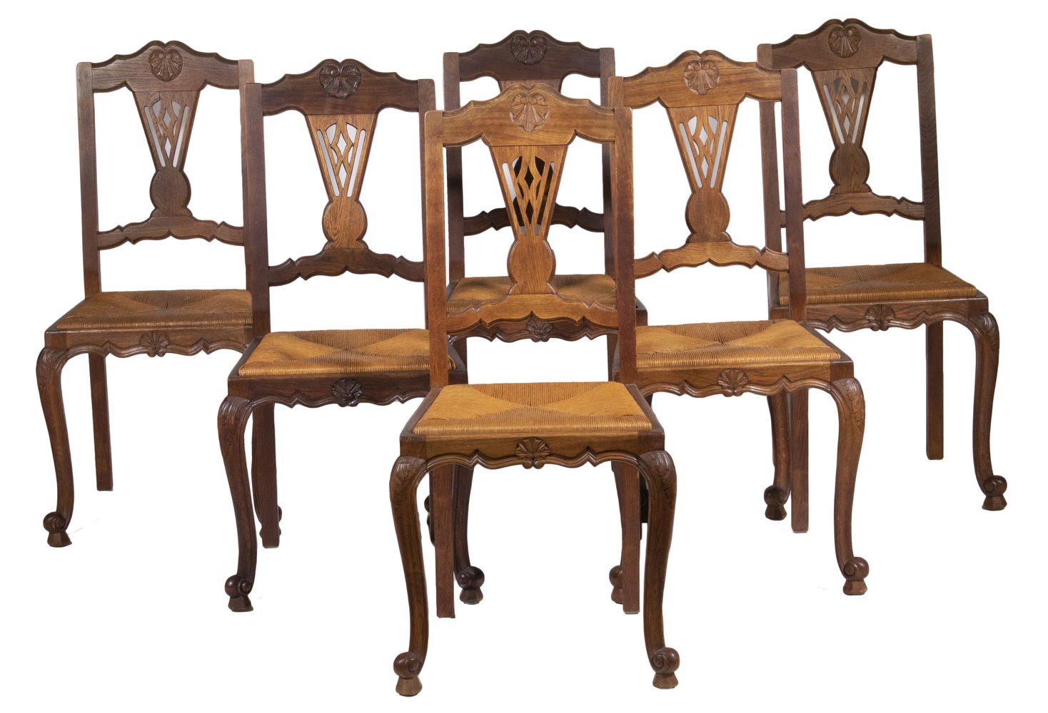 Appraisal: OAK SIDE CHAIRS Set of French Style Side Chairs early