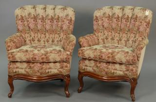 Appraisal: Pair of barrel back chairs with tapestry upholstery Pair of