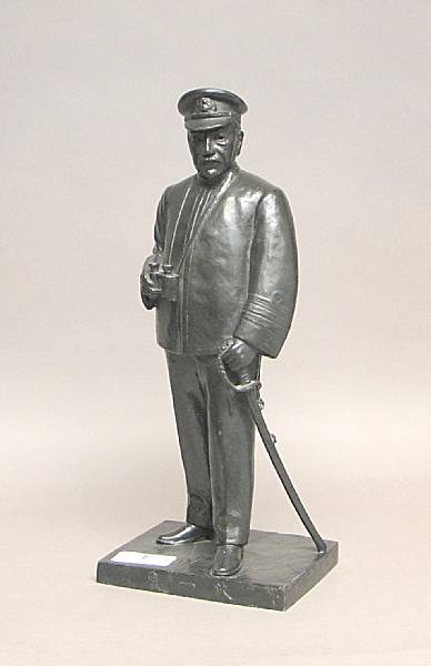 Appraisal: A cast patinated metal statue of an admiral Late th