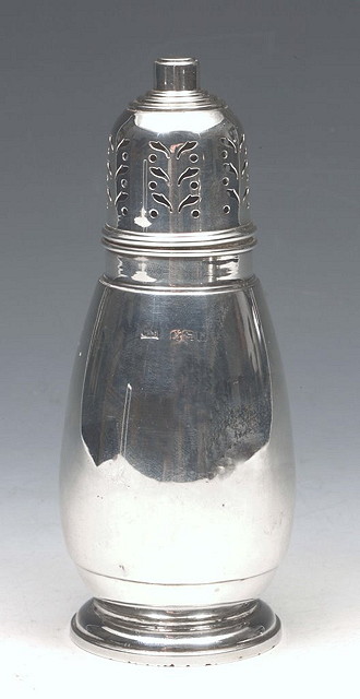 Appraisal: A SILVER CASTER of baluster form on pedestal foot in