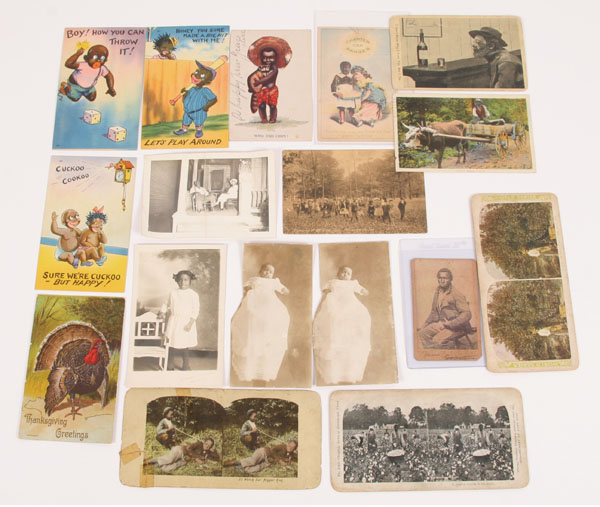 Appraisal: Lot includes eight postcards three stereoview cards four photographs and