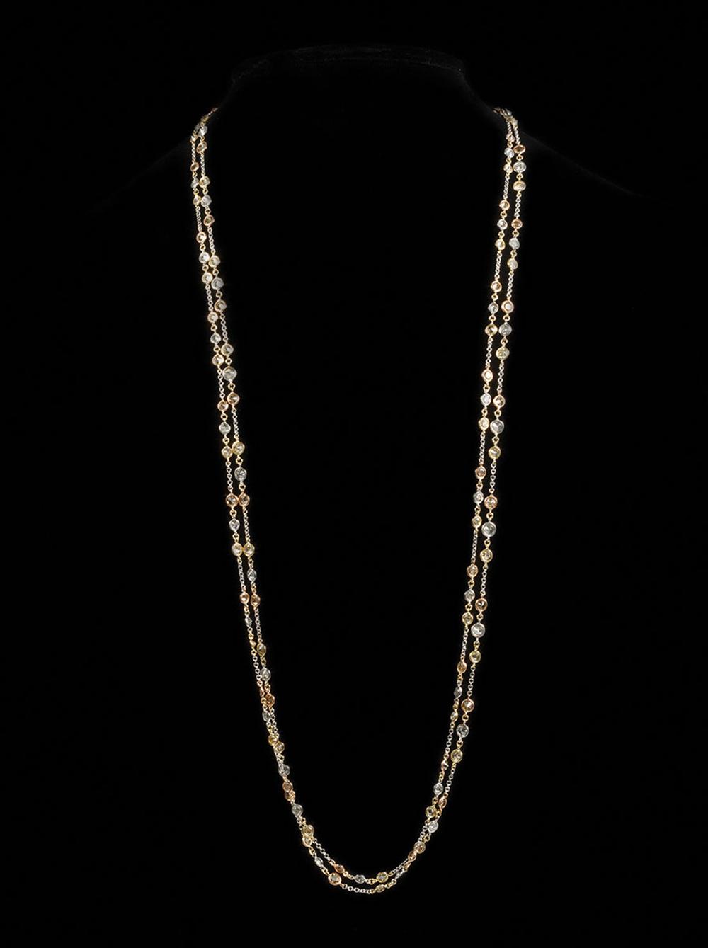 Appraisal: kt White Yellow and Rose Gold and Diamond Necklace bezel