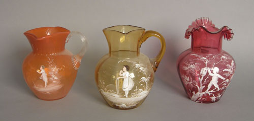 Appraisal: Three Mary Gregory pitchers h h