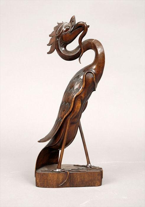 Appraisal: Chinese Carved Hardwood Figure of a Phoenix x in