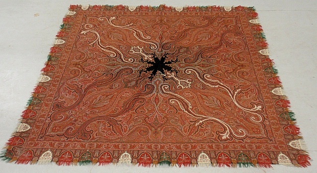 Appraisal: - Colorful paisley homespun table cover with black center x