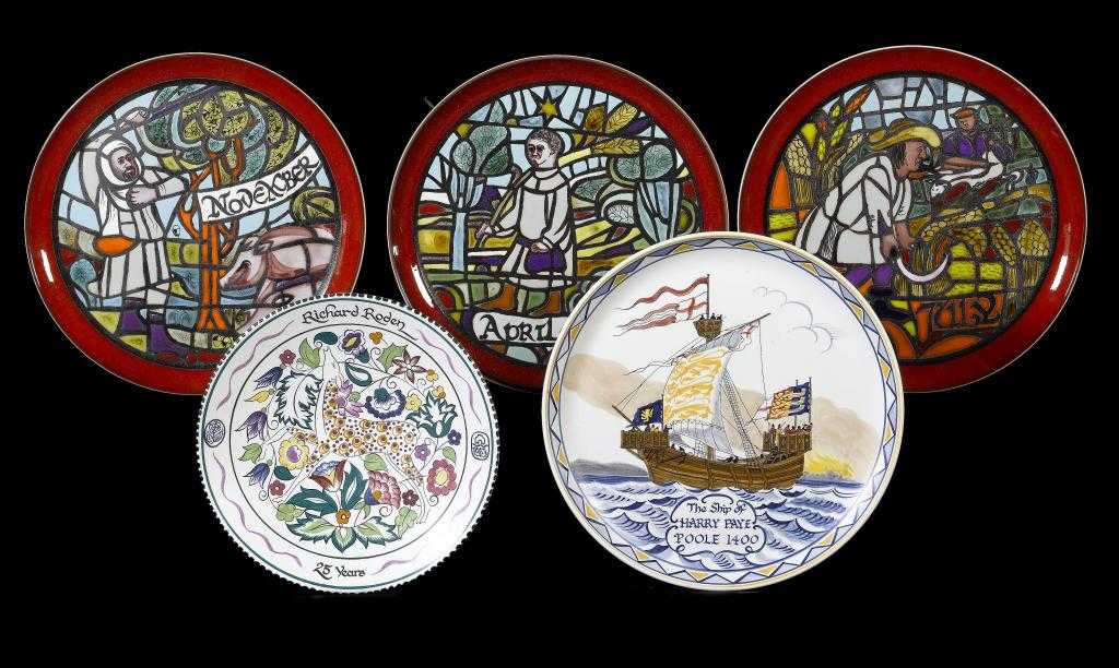 Appraisal: A POOLE POTTERY SHIP PLAQUE DESIGNED BY ARTHUR BRADBURY and