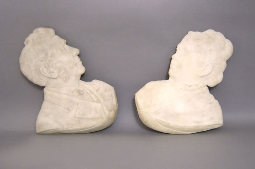 Appraisal: William Cooper American - pair marble portrait plaques both signed