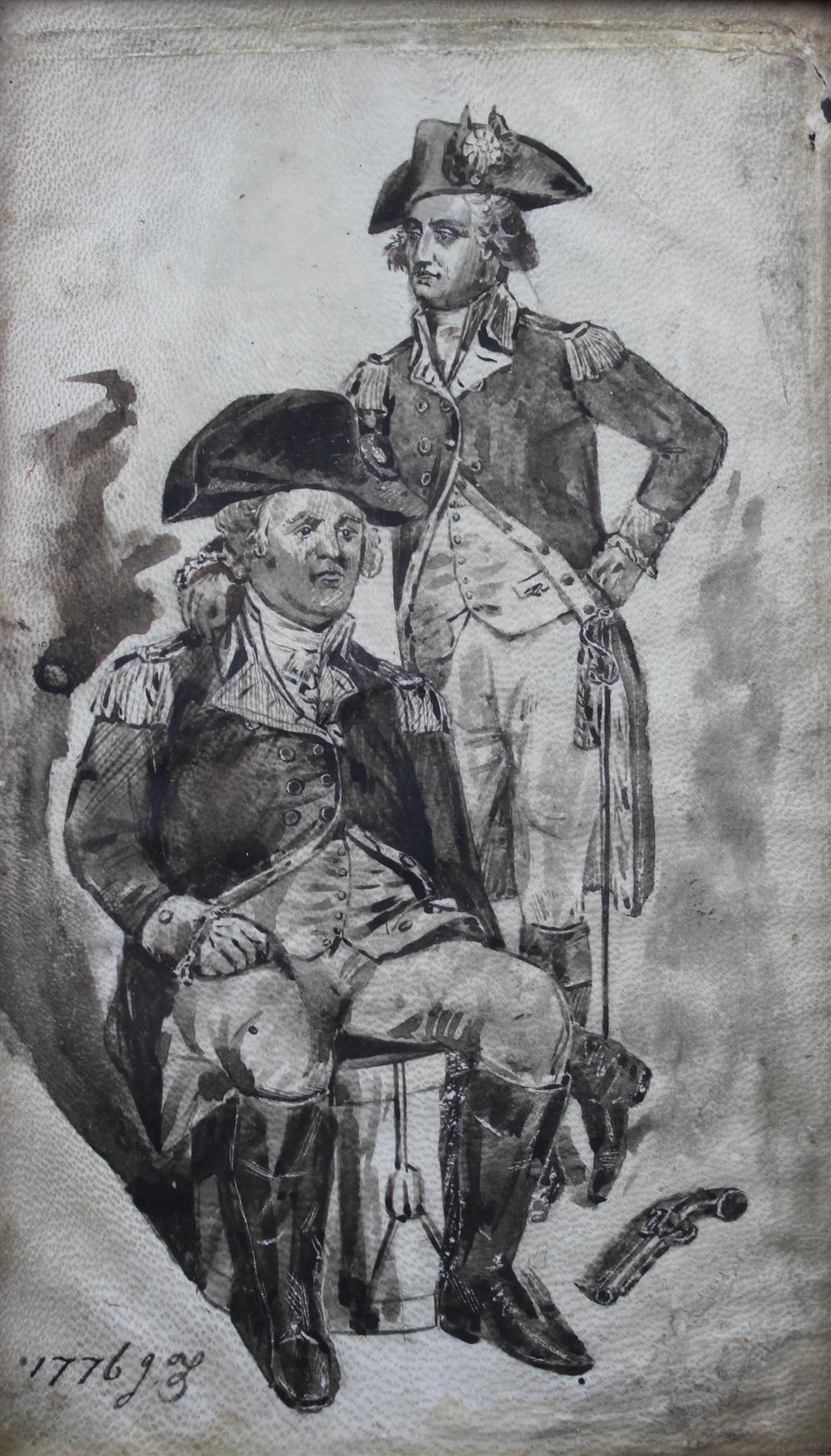 Appraisal: AFTER JOHN TRUMBULL AMERICAN - GEORGE WASHINGTON AND PUTNAM Watercolor