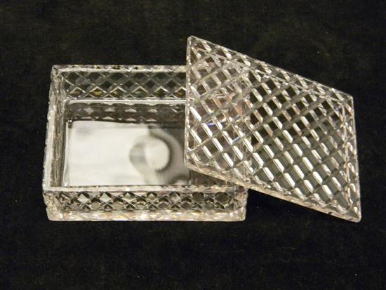 Appraisal: Hawkes cut glass rectangular covered box geometric pattern stamped base