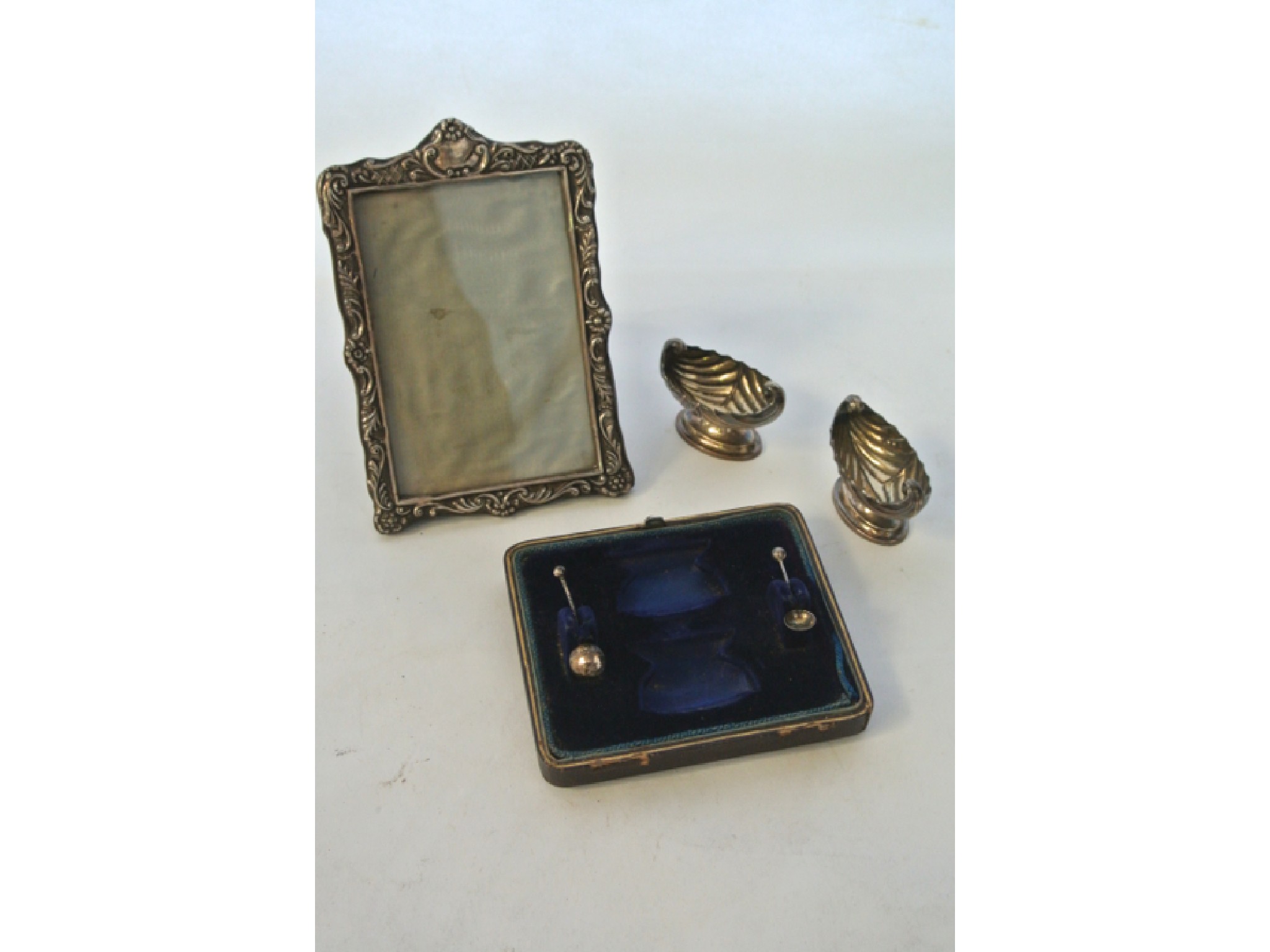 Appraisal: A pair of Victorian silver salt cellars indecipherable maker's mark