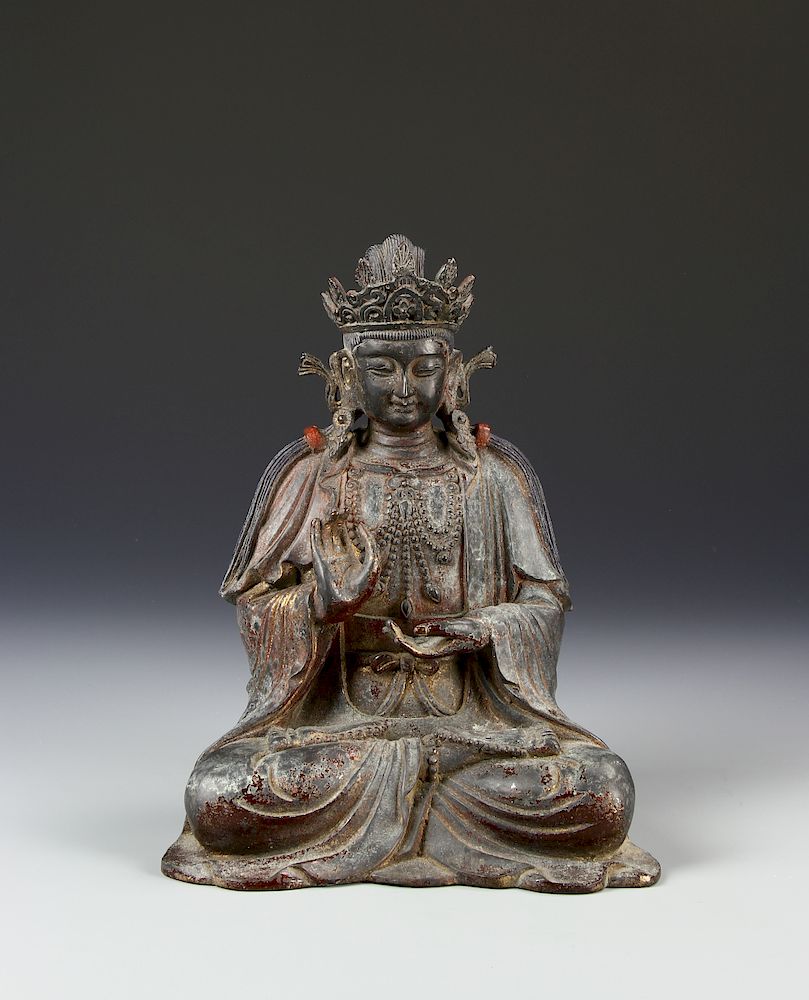 Appraisal: Chinese Bronze Figure of Buddha Ming period bronze Buddha seated