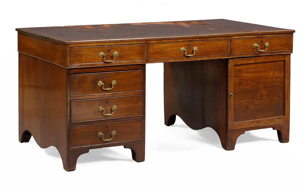 Appraisal: GEORGE III MAHOGANY PARTNERS DESK WITH TOOLED LEATHER TOP The