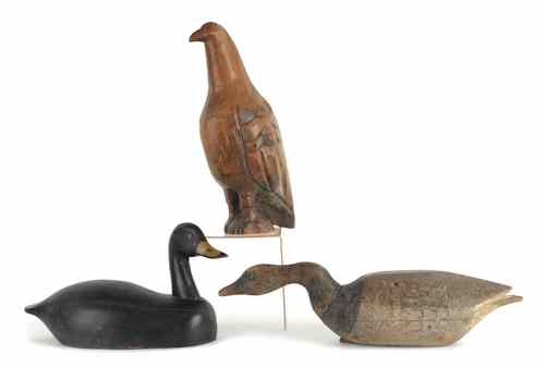 Appraisal: Two carved and painted duck decoys mid th c together