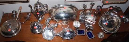 Appraisal: Large assortment of silver-plated articles including serving dishes teaware salts