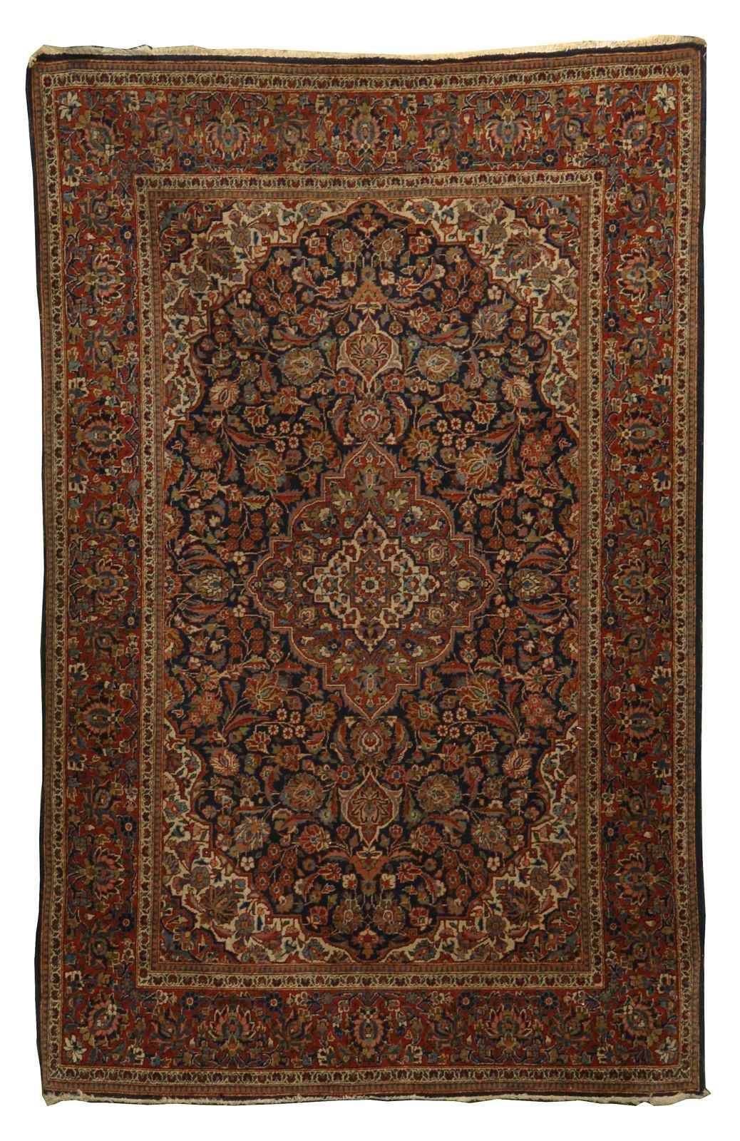 Appraisal: ORIENTAL RUG KESHAN ' x ' '' Red central pendant