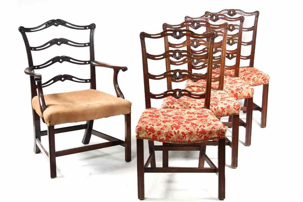 Appraisal: DINING CHAIRS - Assembled set of five formal mahogany dining