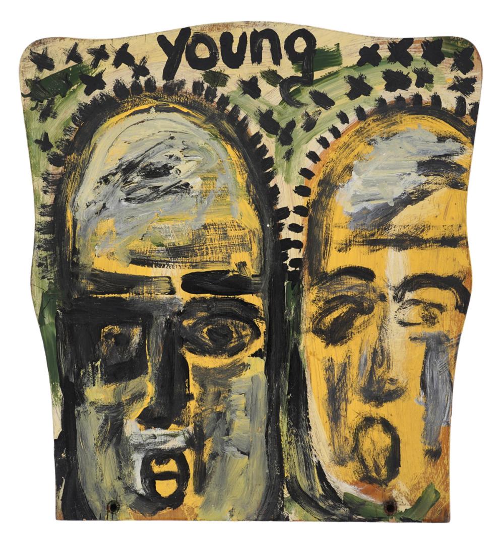 Appraisal: PURVIS YOUNG 'TWO FACES' OIL ON WOODPurvis Young American -