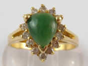 Appraisal: A yellow metal tests carat gold jade and diamond ring