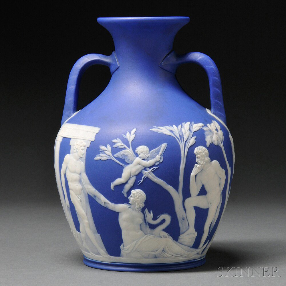 Appraisal: Wedgwood Dark Blue Jasper Dip Portland Vase England c applied