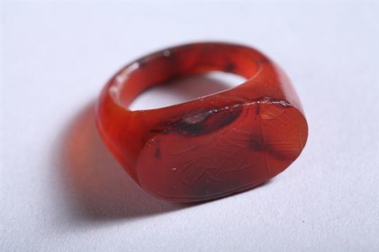 Appraisal: EGYPTIAN CARNELIAN RING New Kingdom Circa B C With Pharaoh